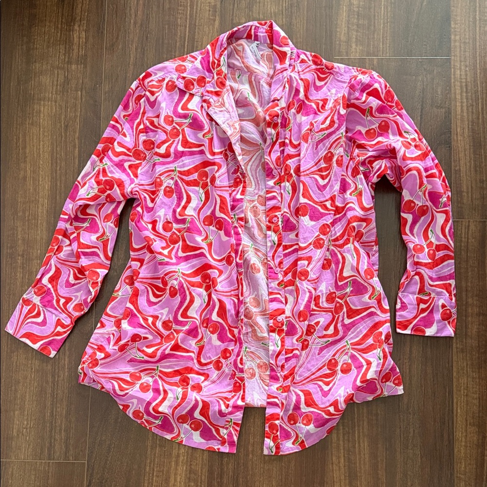 ASOS Pink and Red Abstract Button-Down Shirt